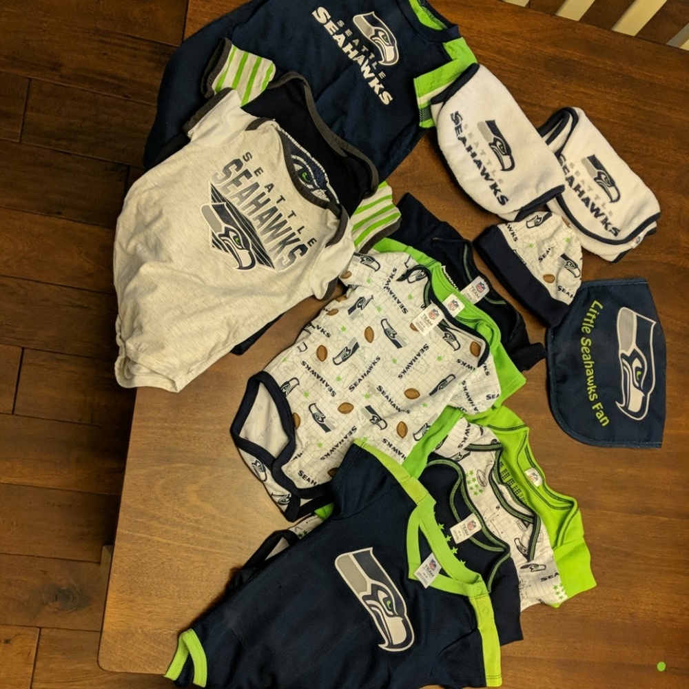 Lot of Seahawks baby stuff